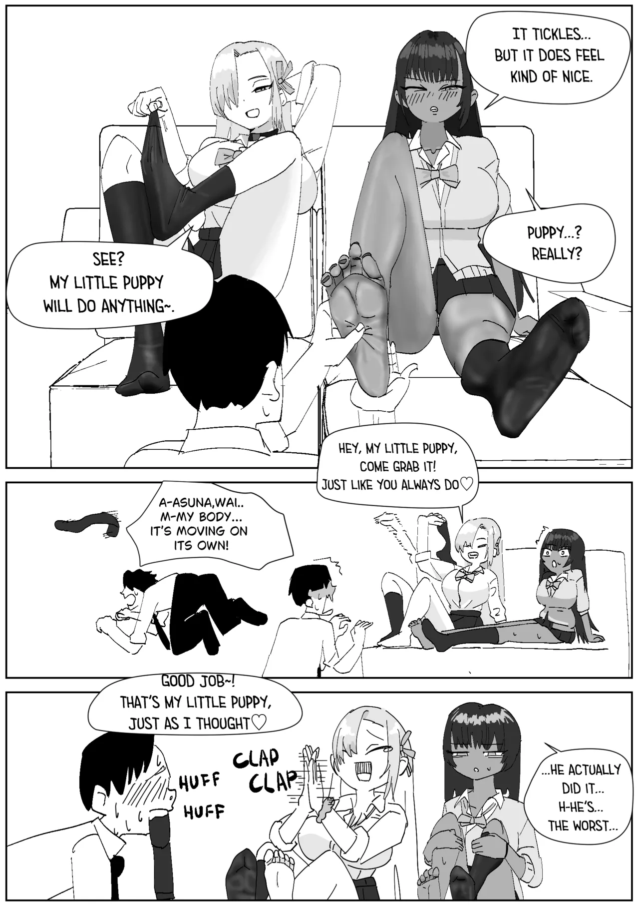 Karin & Asuna Masochist’s Cum Squeezed by Stinky Feet page 2 full