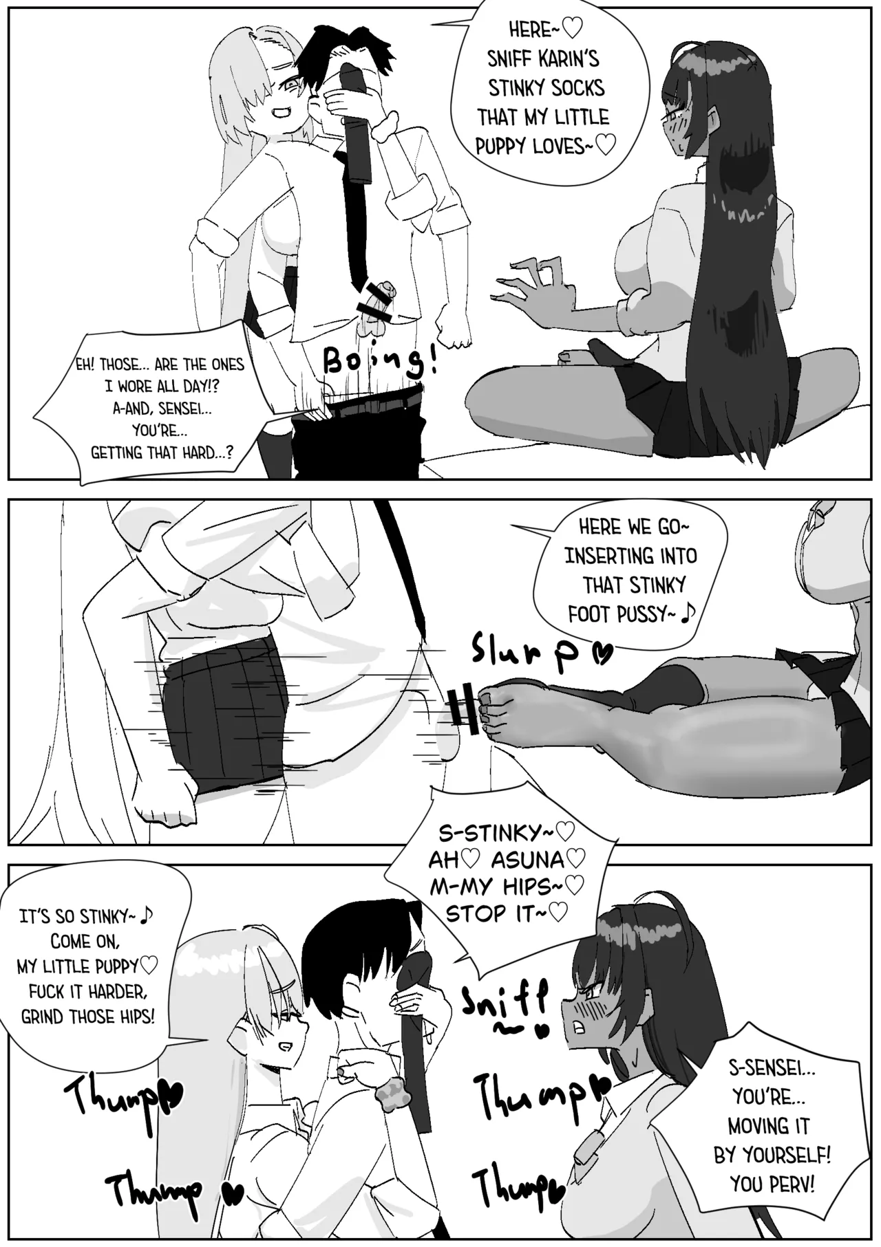 Karin & Asuna Masochist’s Cum Squeezed by Stinky Feet page 5 full