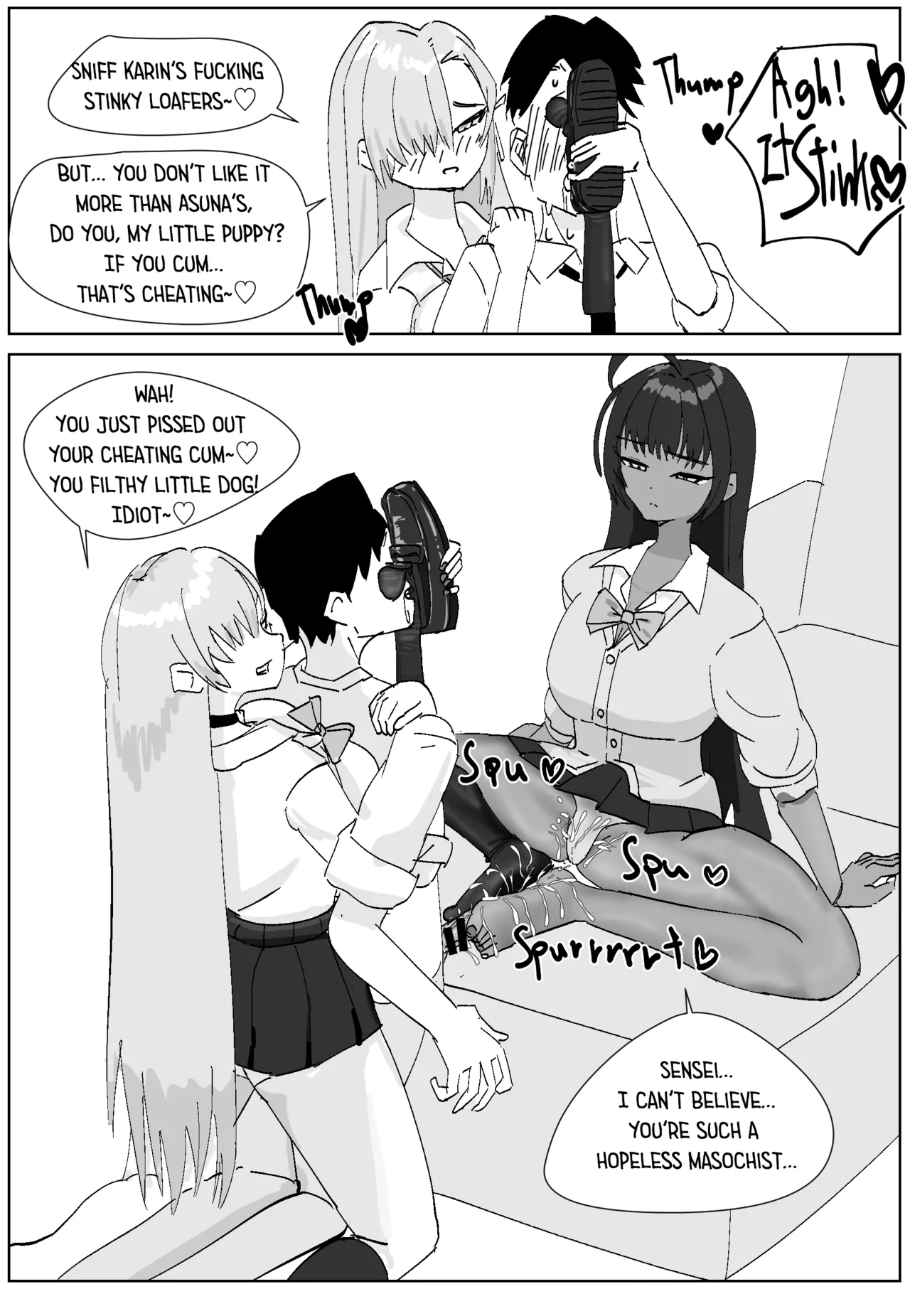 Karin & Asuna Masochist’s Cum Squeezed by Stinky Feet page 6 full