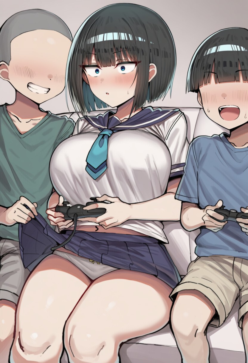Pervert Brat vs. Black-Haired Bob-cut Girl ① page 12 full