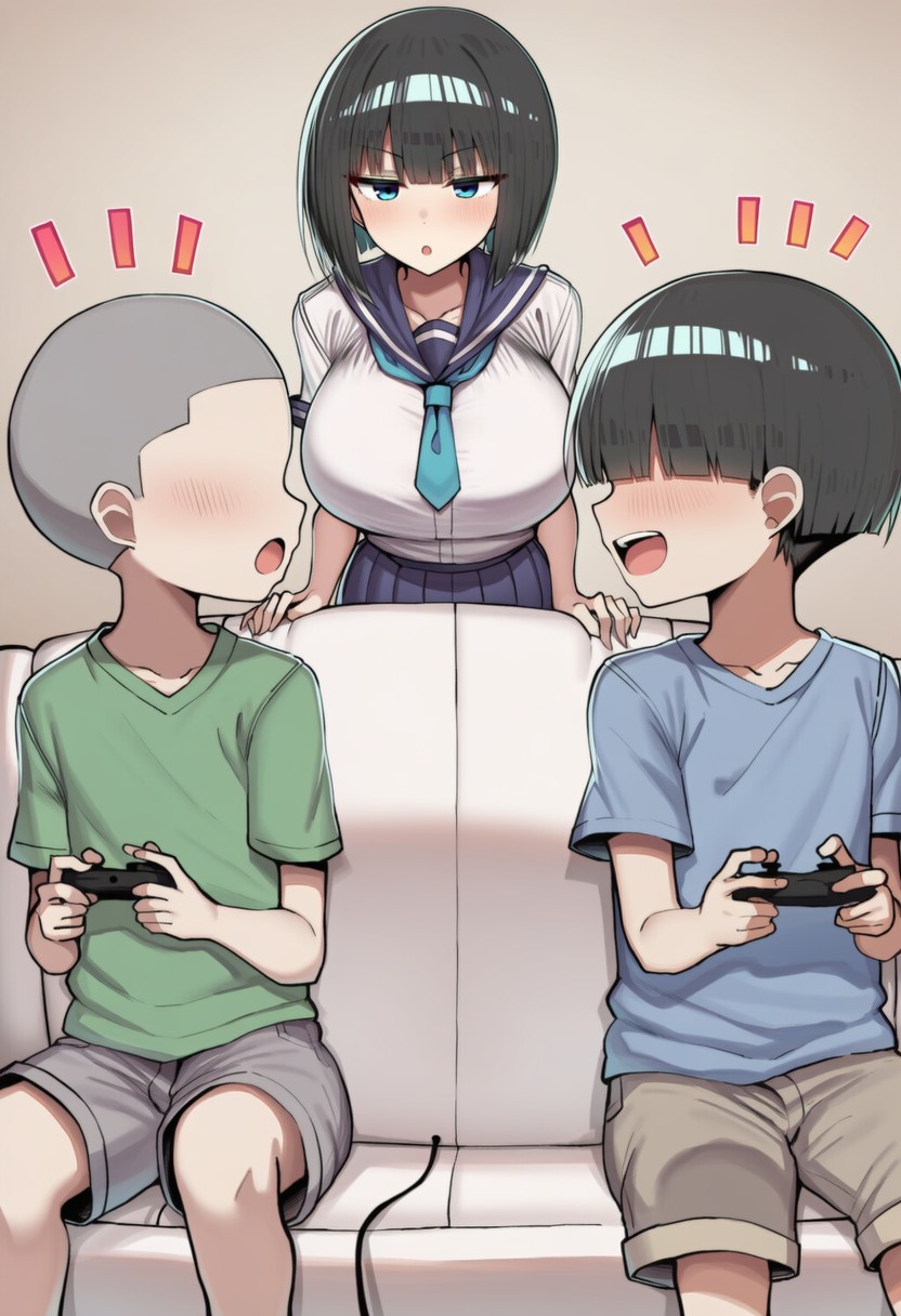 Pervert Brat vs. Black-Haired Bob-cut Girl ① page 3 full