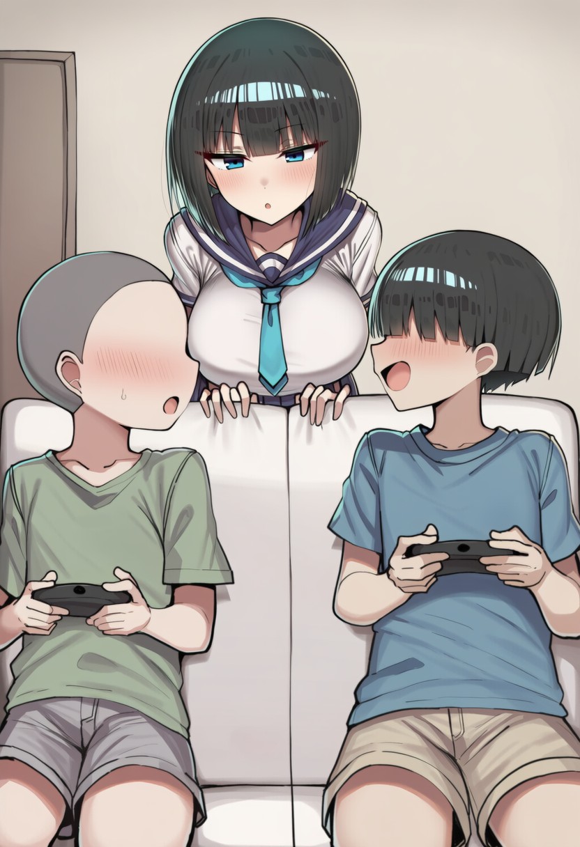 Pervert Brat vs. Black-Haired Bob-cut Girl ① page 4 full