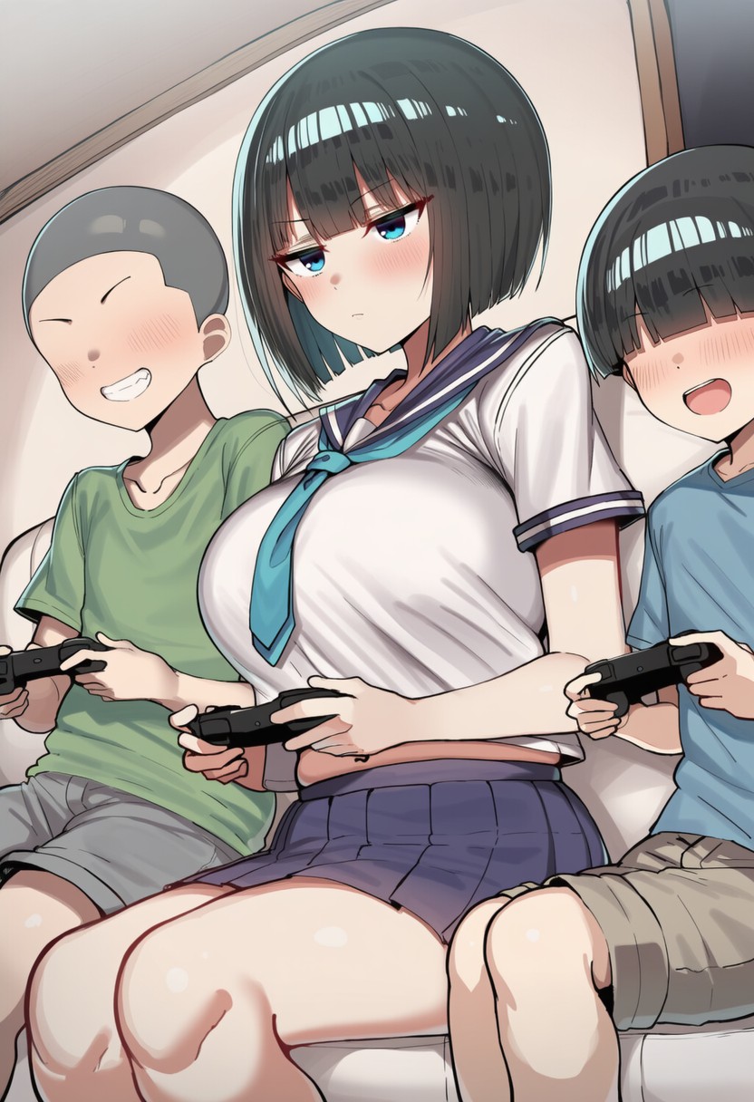 Pervert Brat vs. Black-Haired Bob-cut Girl ① page 9 full