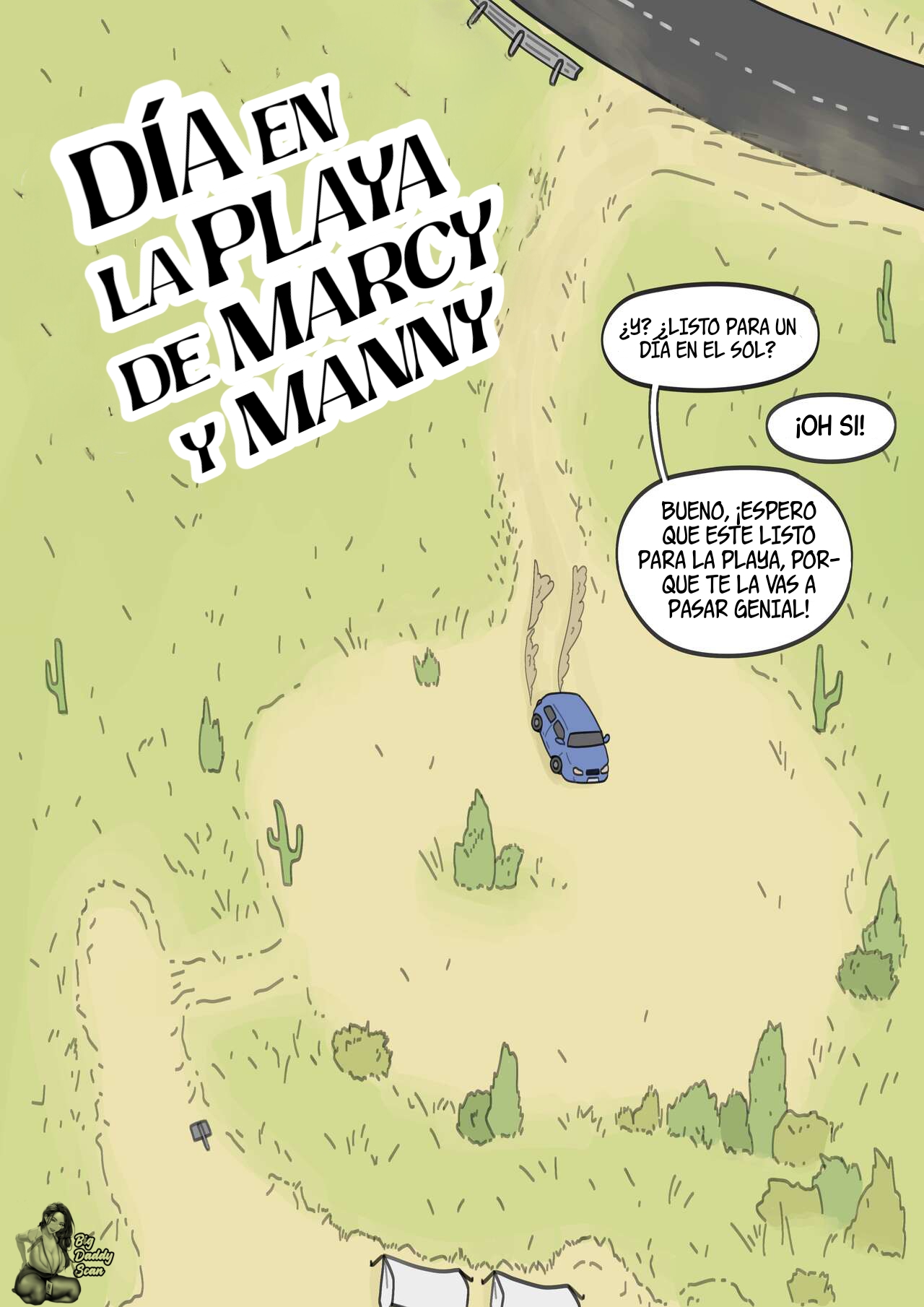 Manny and Marcy's Beach Day｜Día En La Playa De Marcy Y Manny page 1 full