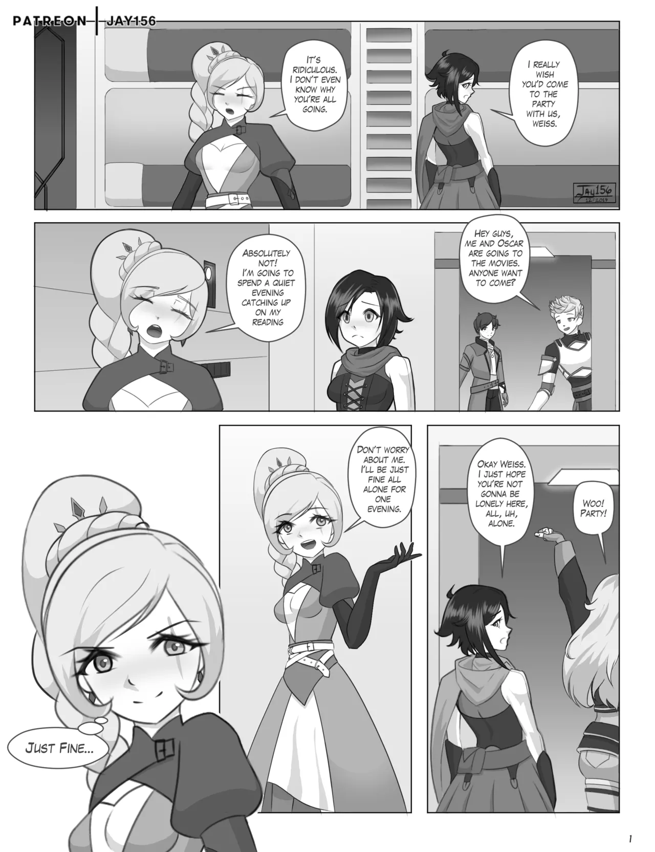 Atlas Dorm Adventures - Weiss' Evening Off page 1 full