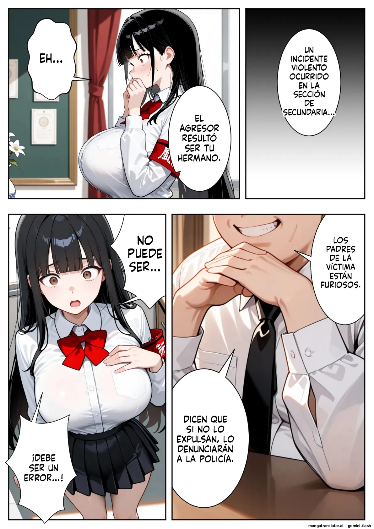 A story about a strong-willed disciplinary committee member who falls into a trap set by a despicable principal  MTL page 9 full