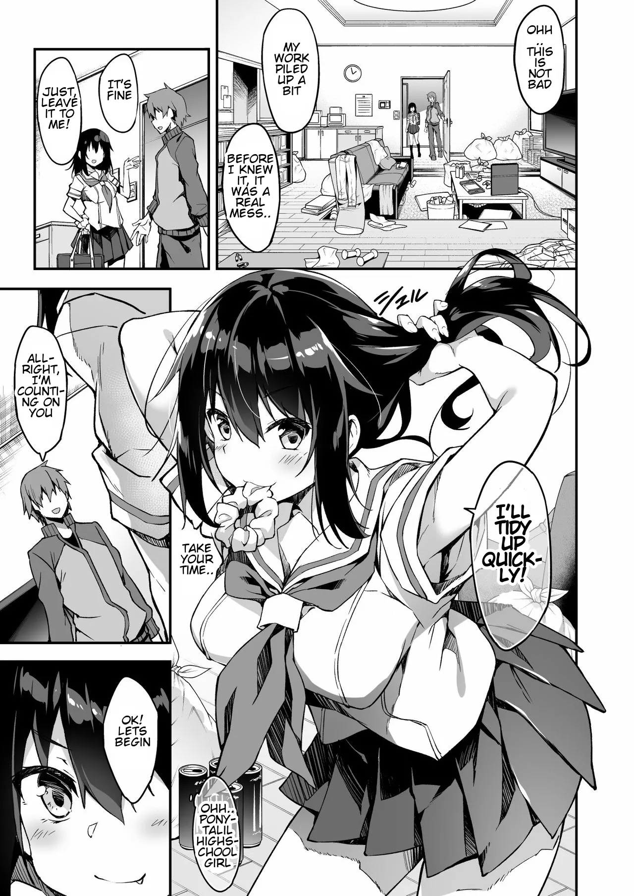 A highschool girl showed up for my housekeeping request, so I asked for some extra service | Kaji Daikou o Tanondara JK ga Kita node Tsuika de Iroiro Onegai shite mita page 6 full