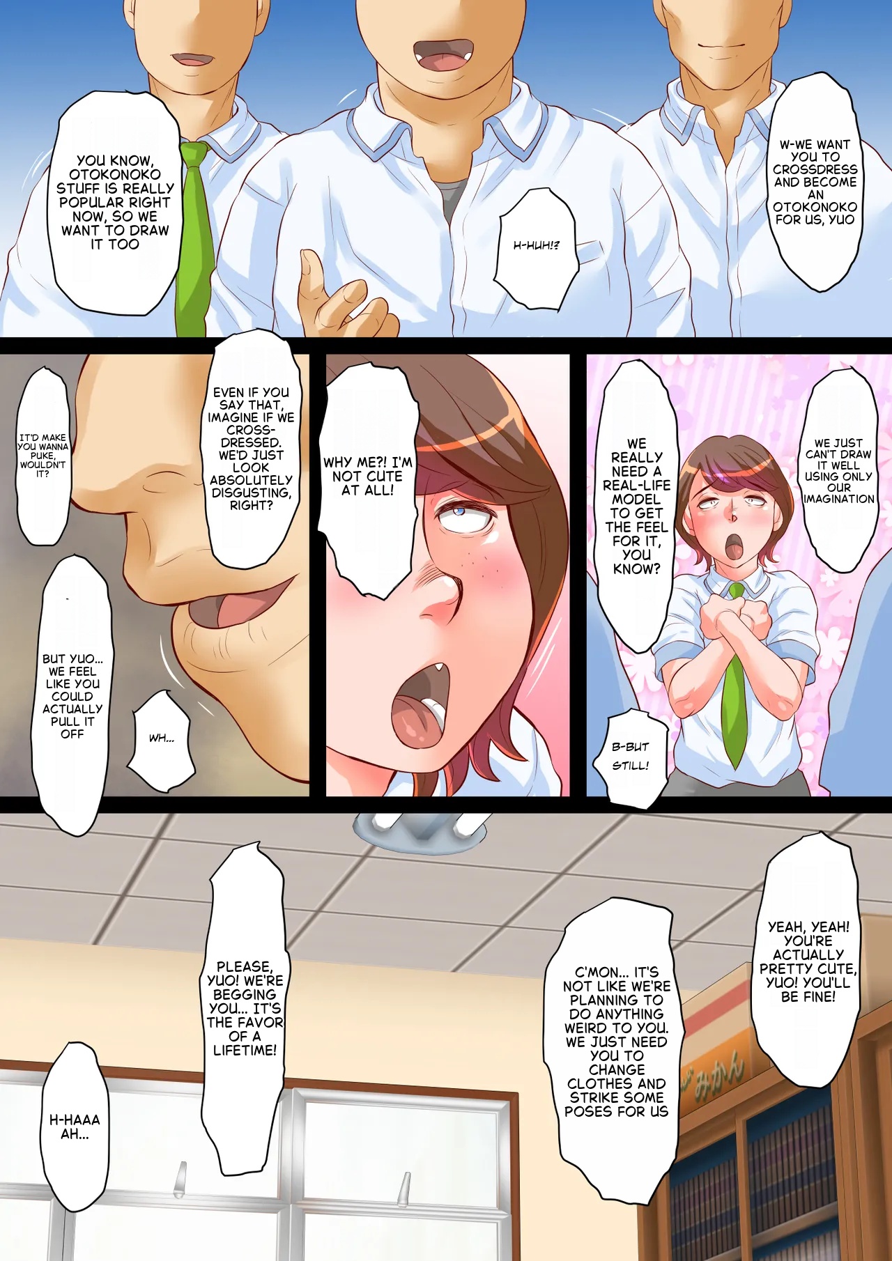 Yuo-kun from the manga club turns into a crossdressing boy for the sake of his page 4 full