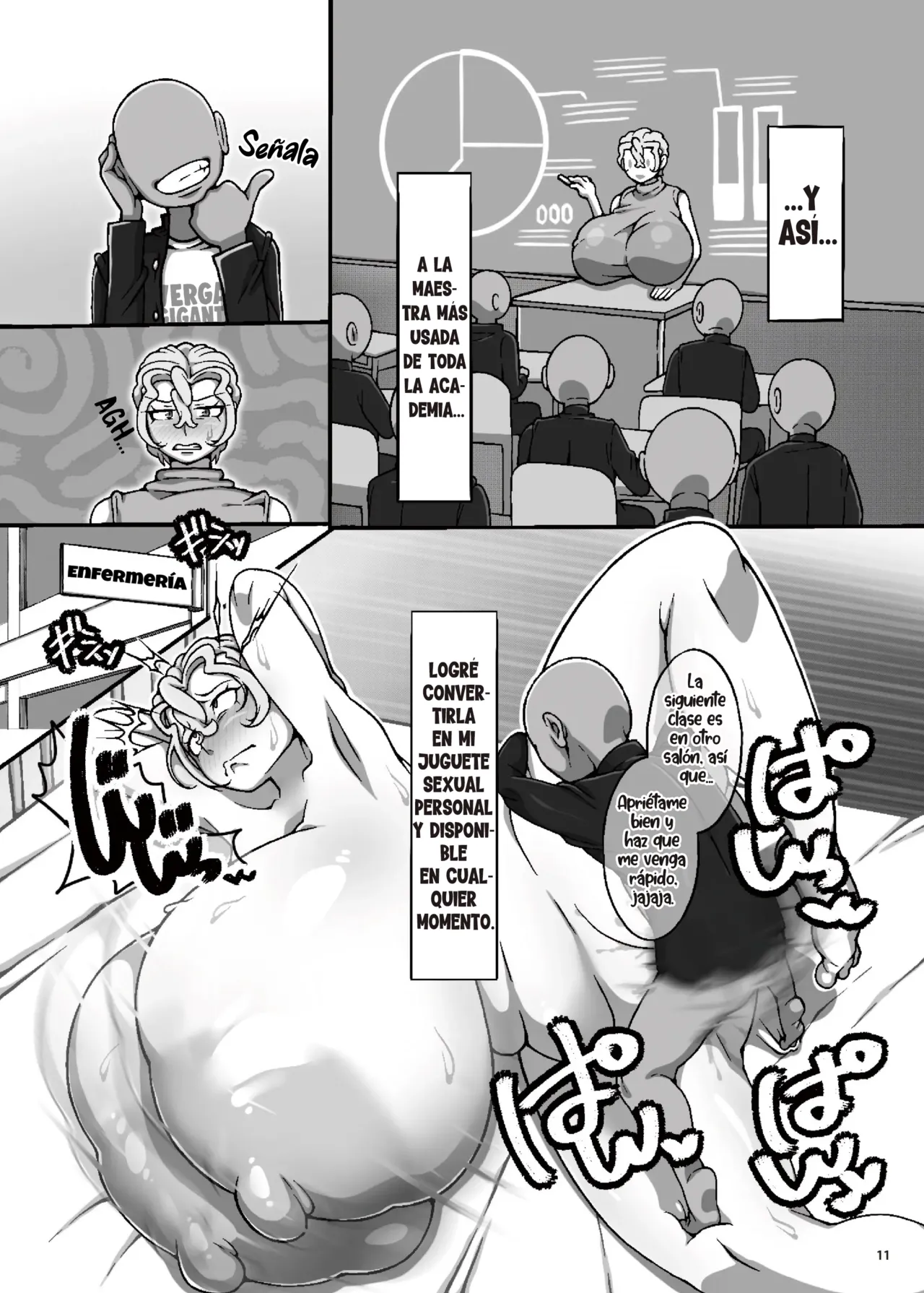 Chōnyū kinpatsu sensei to kyochin shi◯ta | La profesora rubia de tetas enormes y el sh◯ta de verga gigantesca page 12 full