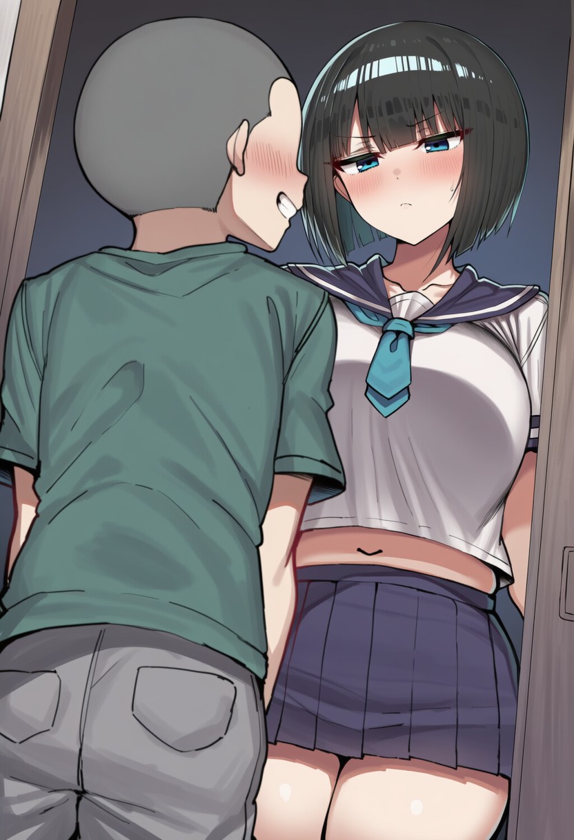 Pervert Brat vs. Black-Haired Bob-cut Girl ② page 3 full