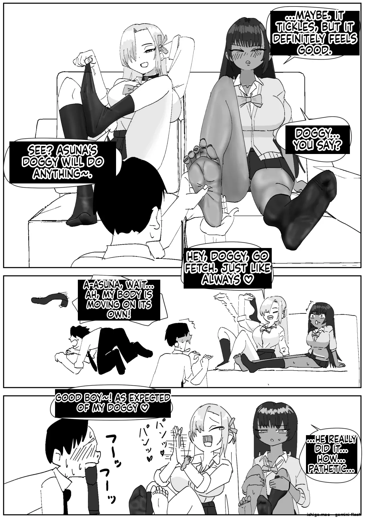 Karin & Asuna: Disposing of Masochistic Trash-Sperm with Super-Stinky Foot Masturbation page 2 full