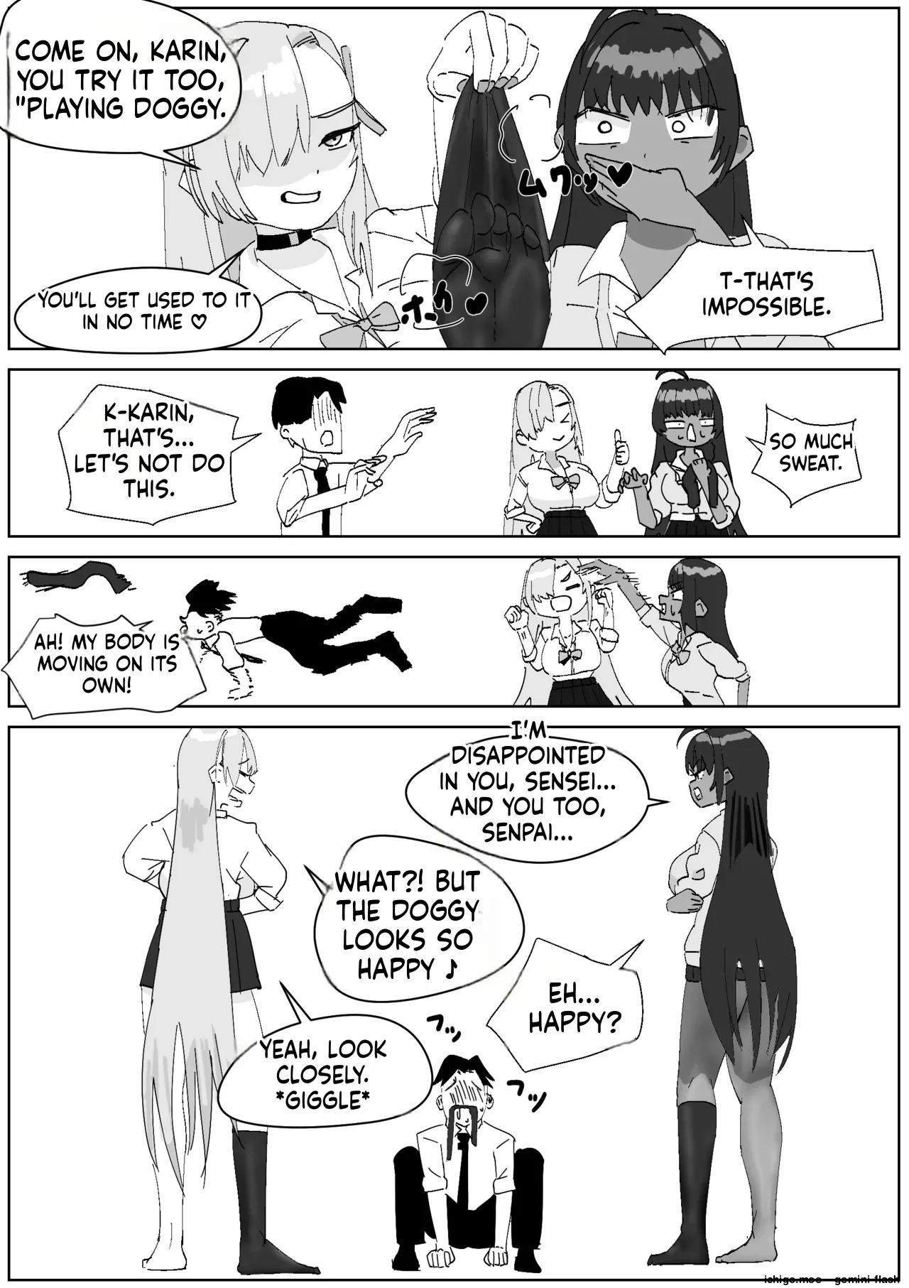 Karin & Asuna: Disposing of Masochistic Trash-Sperm with Super-Stinky Foot Masturbation page 3 full