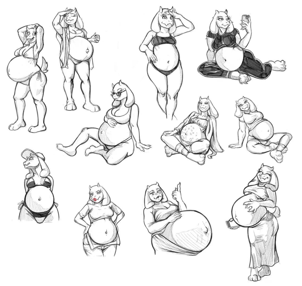 Preg Toriel Sketches page 6 full