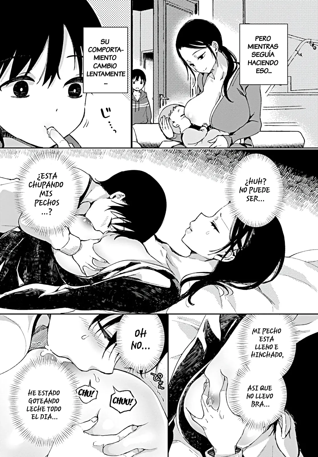 Jitsubo no Kyonyuu o Musaboru Shota wa Aijou to Bonyuu o Sosogareru｜Vertiendo Amor Y Leche Materna En El Shota Que Anhela Los Pechos De Su Madre page 3 full