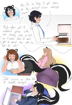 Skunk Girl Office Ladies Farting