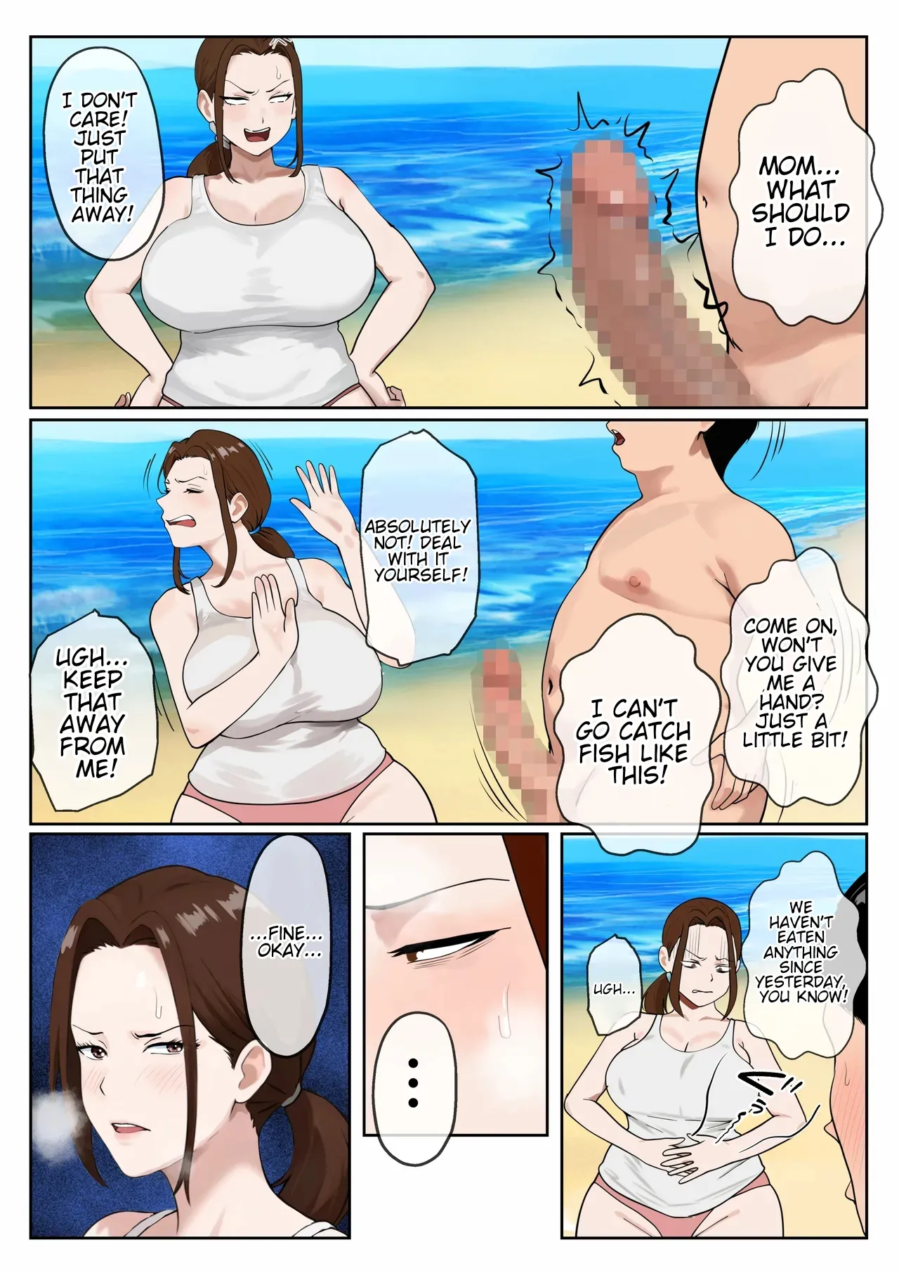 Desert Island Mother-Son sex life: A busty mother reluctantly satisfying her son's desires. page 6 full