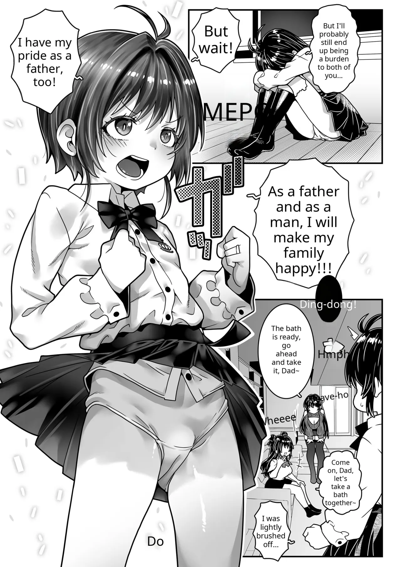 Dad, having contracted "middle-aged male feminization syndrome," became a plaything for his wife and daughter. page 11 full