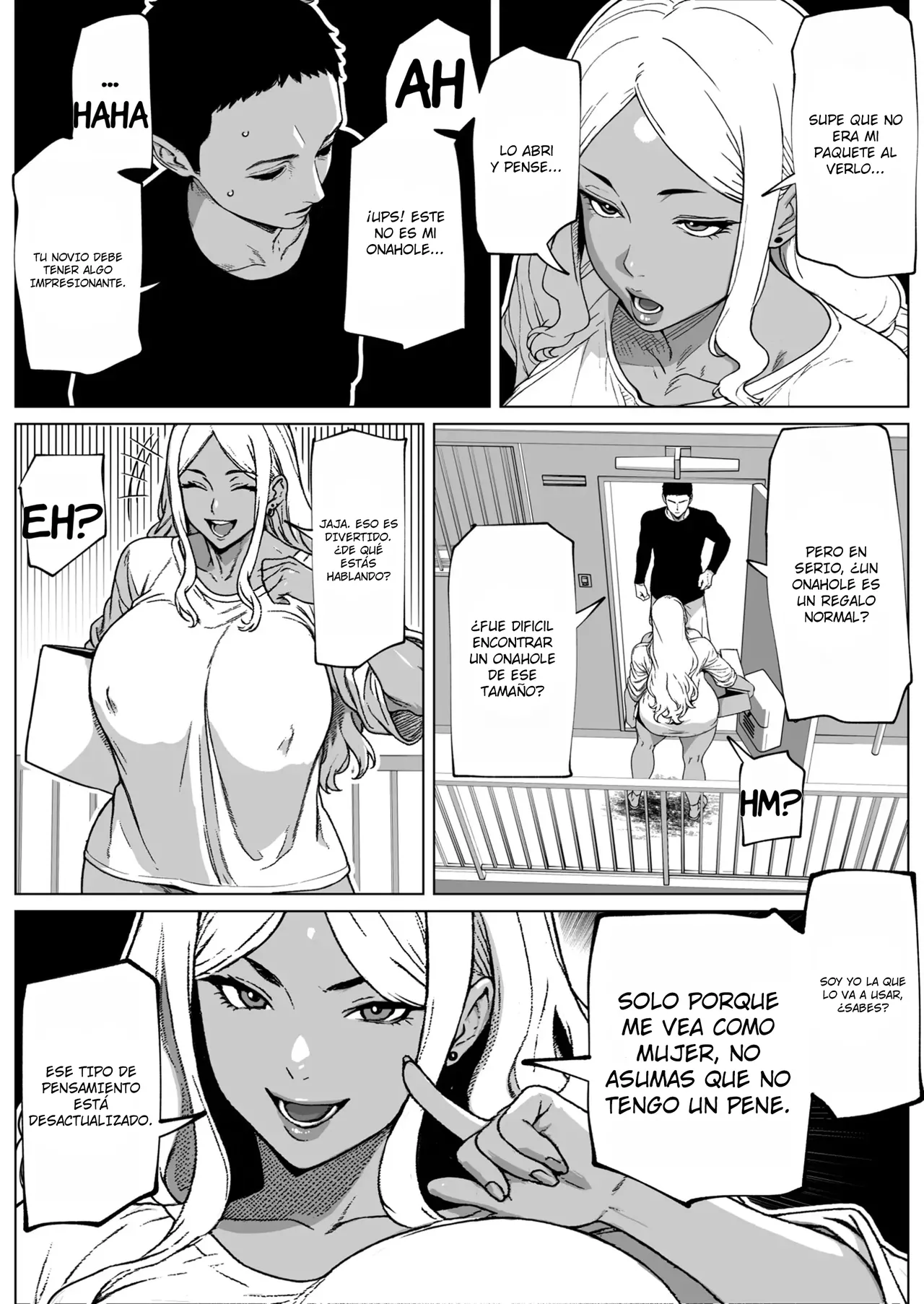 Otonari-san wa Futanari Kuro Gal｜Mi Vecina la Gal Morena Futanari page 4 full