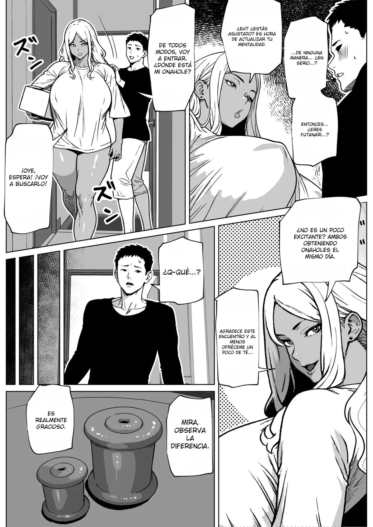 Otonari-san wa Futanari Kuro Gal｜Mi Vecina la Gal Morena Futanari page 5 full