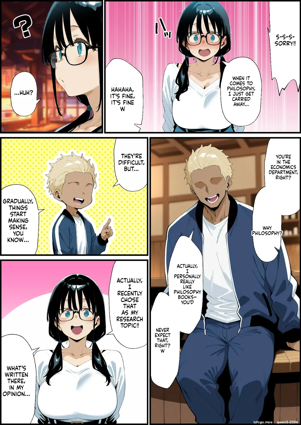 The story of a plain, bespectacled, big-breasted girlfriend who doesn't come home from a club drinking party AI Generated page 11 full