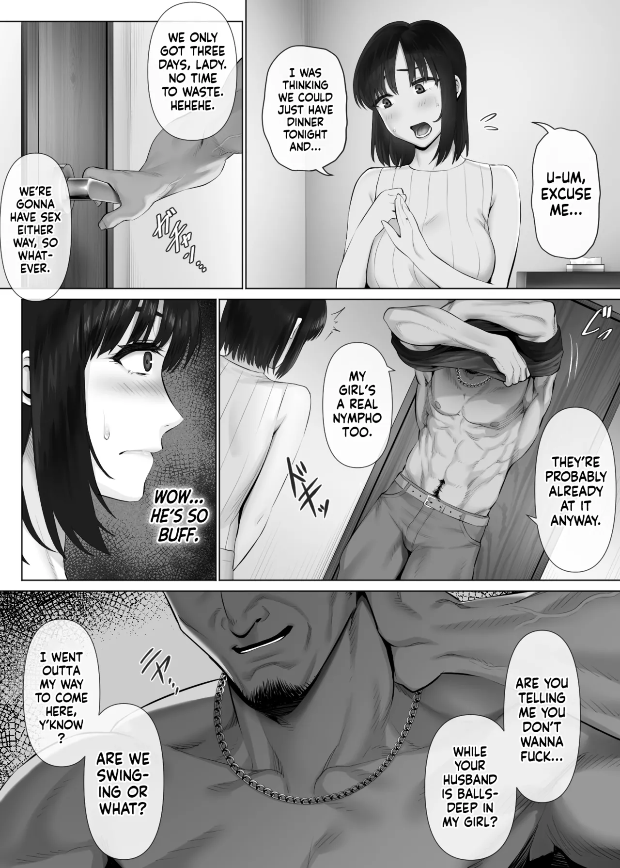 LeveChi na Swapping 2 ~Hatsu Zecchou de Iki Kuruu Tsuma Hen~ | Swinging With the Pros 2: A Housewife's First Orgasm page 9 full