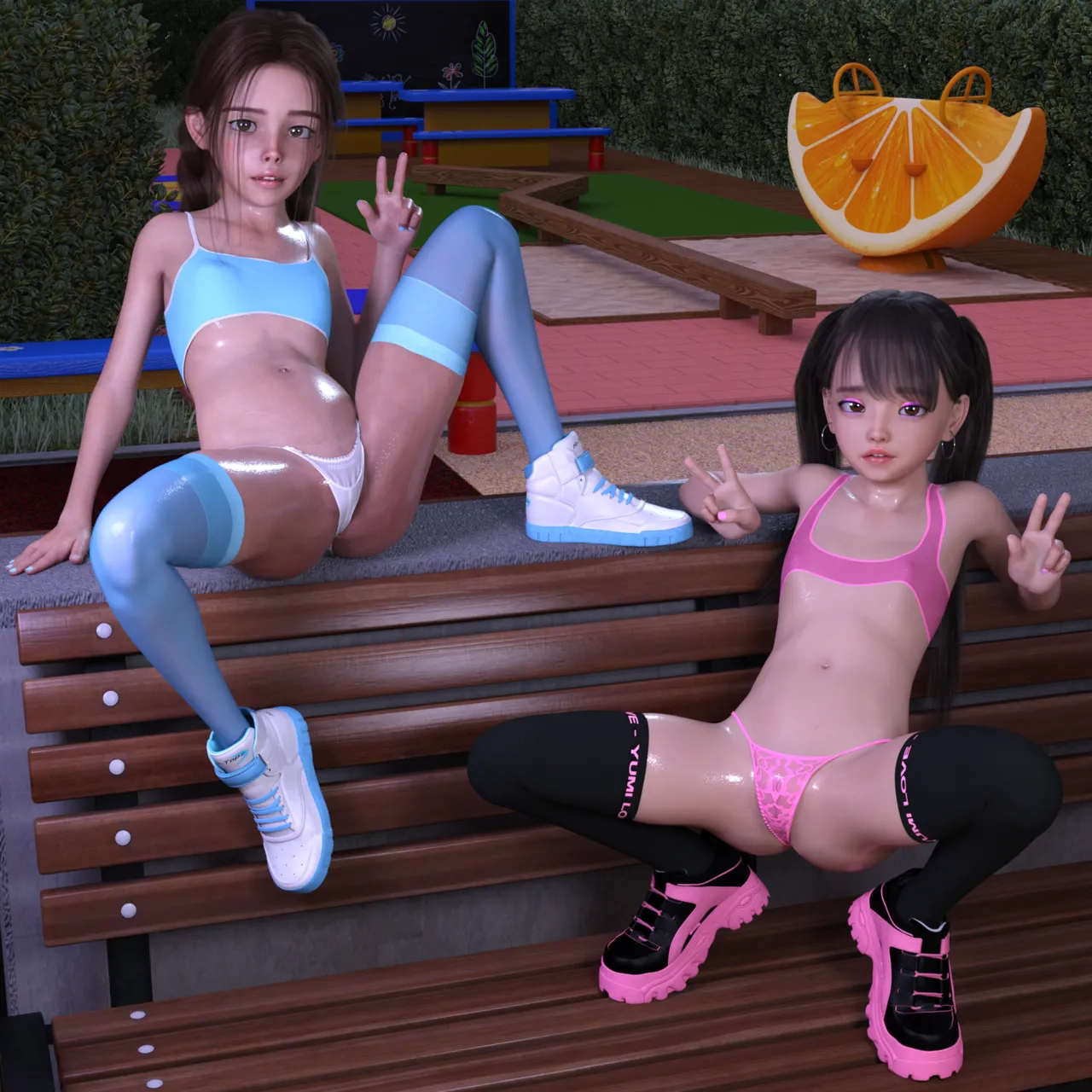 Paula & Yumi Big Dildo page 1 full