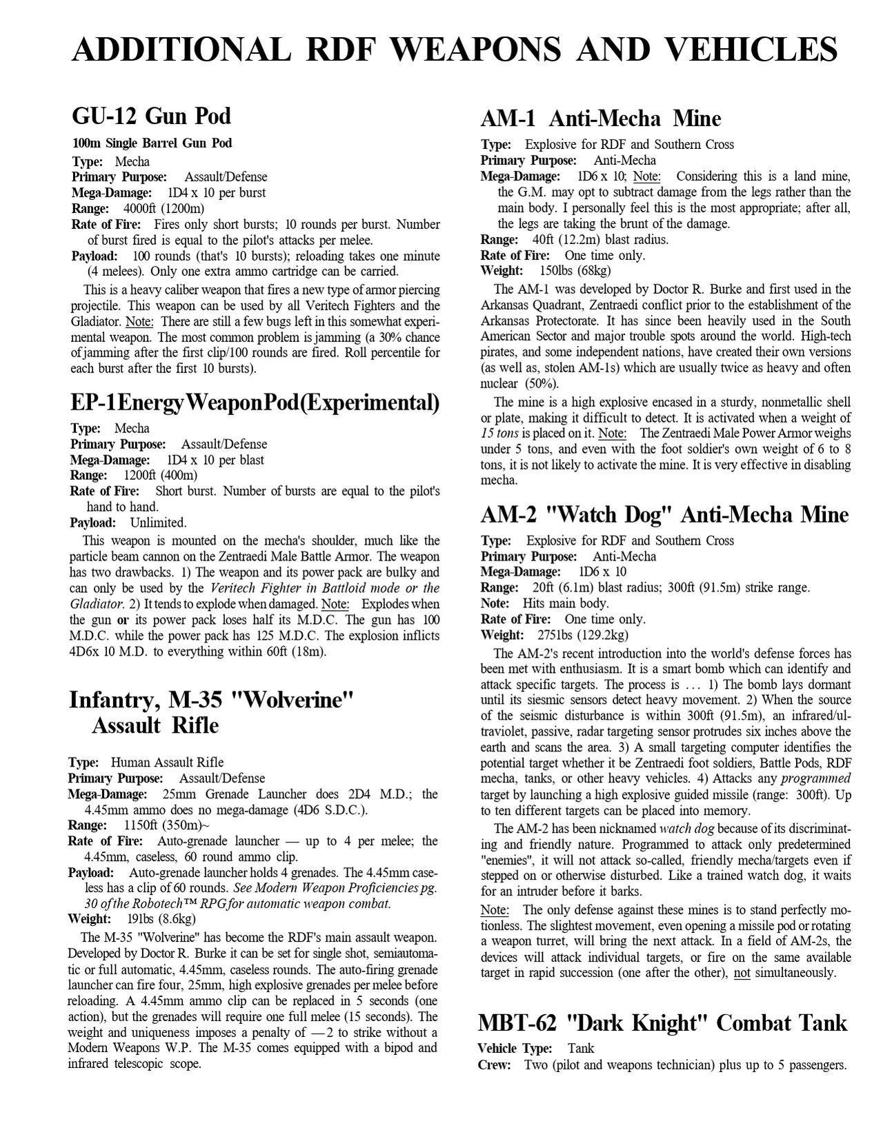 Robotech RPG - Book 2 The RDF Manual page 12 full