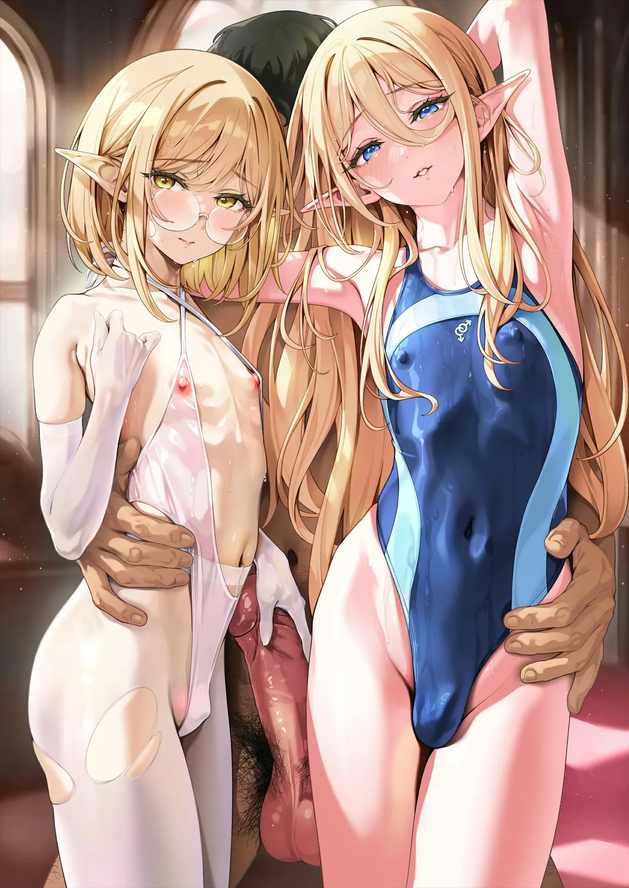 Isekai Otokonoko Mizugi Futaana Chijoku Slender Onee-san  no Chinpo Chuudoku ni Mikeiken na Bishounen ga Makikomarete... | Another World Trap Swimsuit Double-Hole Humiliation ~Inexperienced Pretty Boy Caught Up in Slender Big Sister's  Cock Addiction...~ page 2 full
