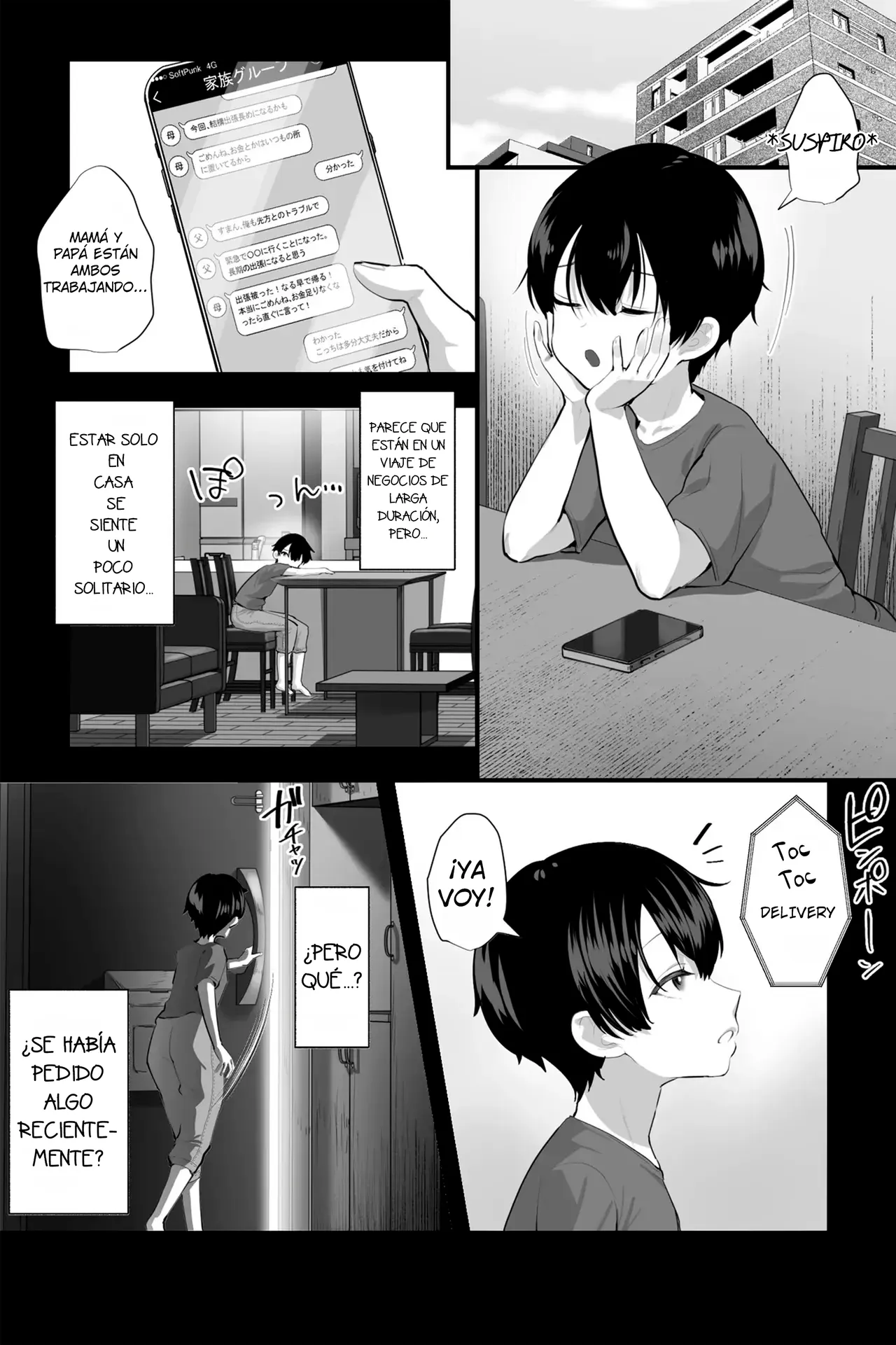 Sexaroid Oba-san to OnaPet no Boku ~Osouji Kyojo Doll no Amayakashi M Otoko Choukyou Seikatsu~｜La Milf Sexdroid y Yo, su consolador ~Adiestramiento Sexual del Pequeño Masoquista por Parte de la Andoide de Limpieza~ page 2 full