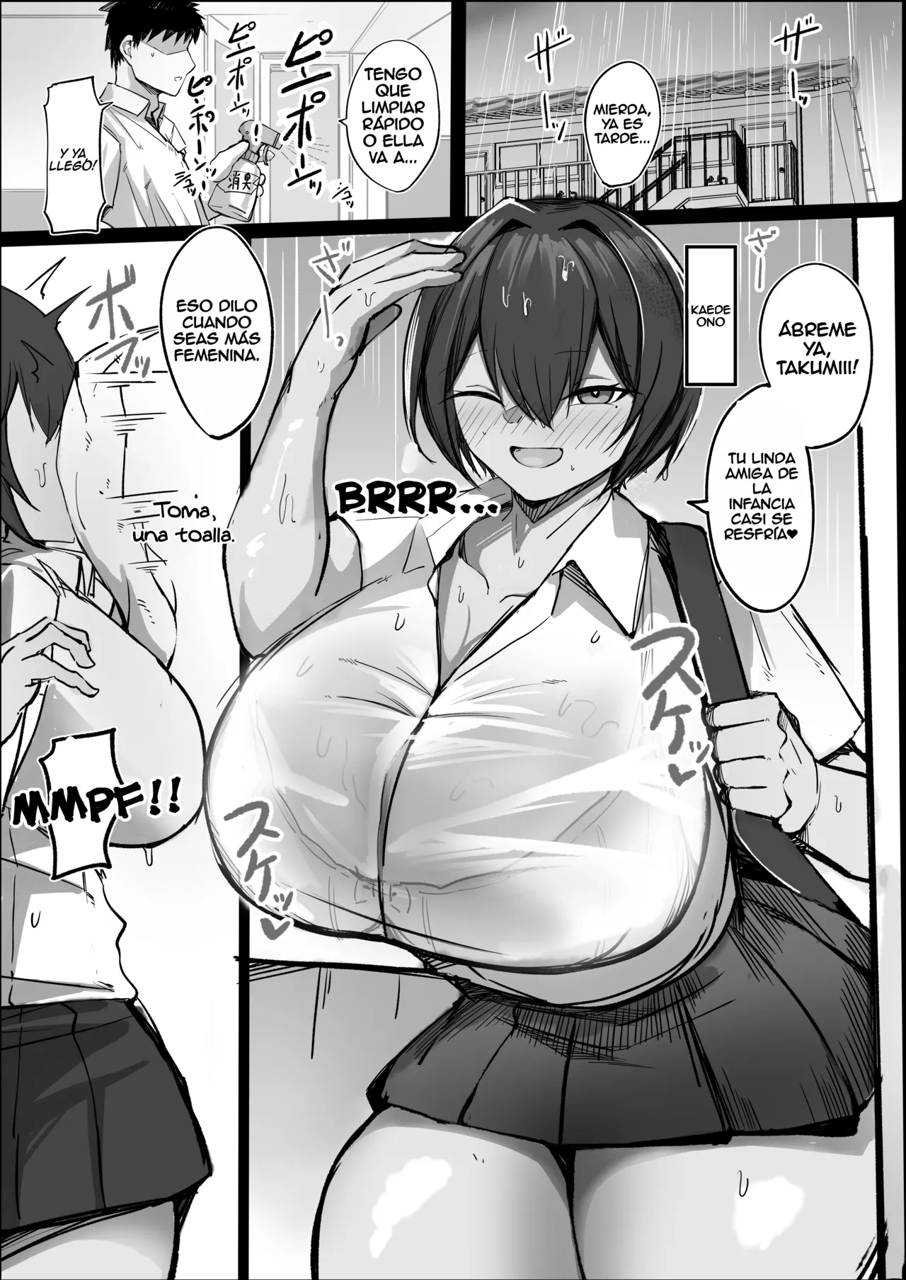 Otoko Tomodachi Mitai na Bakunyuu Osananajimi ga Furo o Kari ni Kuru Hon | Mi amiga de la infancia tetona que es como un amigo más viene a pedirme prestada la ducha page 2 full