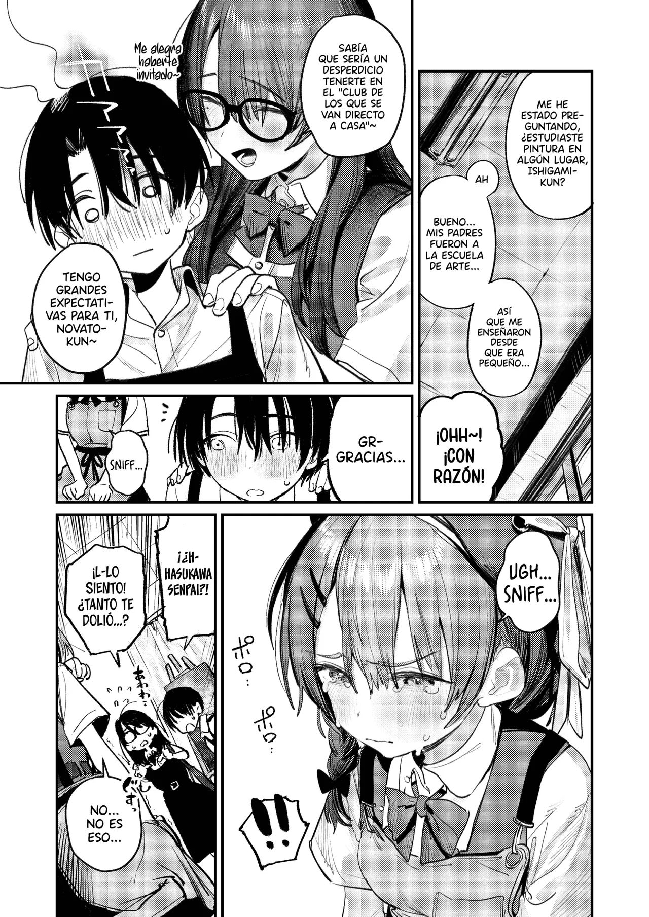Bijutsubu Harem Katsudou Nisshi ~Senpai no Slump Kaishou ni Kyouryoku shitara, Ikioi de 3P suru Koto ni Natta Hanashi~ | Registro de Actividades Harem del Club de Arte ~Como Ayudar a mi Senpai a Superar su Bloqueó Artístico nos Llevó a Tener un Trío~ page 7 full