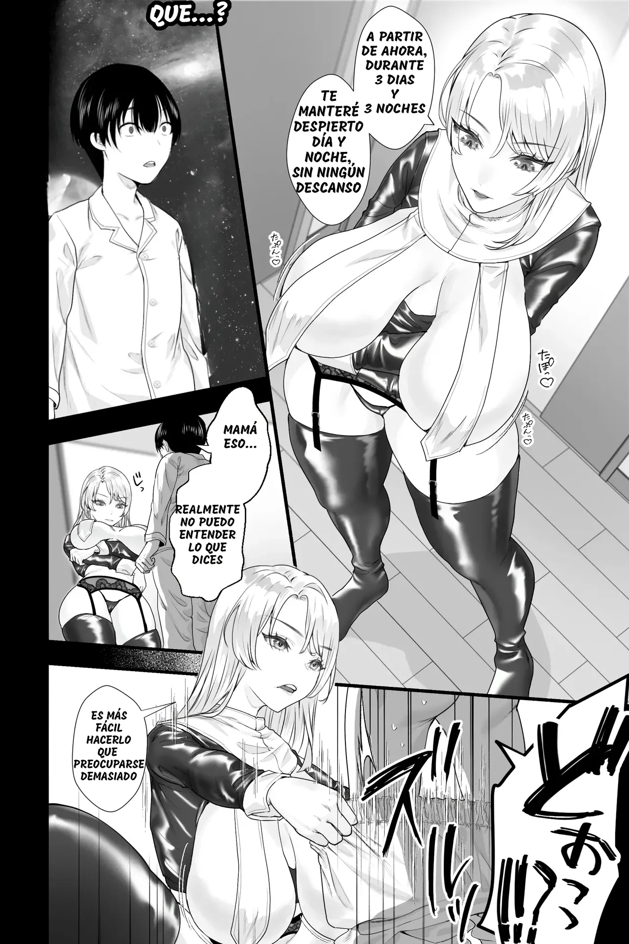 Gaikoku no Haha ~Ginpatsu Bakunyuu no Haha ni Sakusei Fudeoroshi Sareru Mikkakan~｜Madre Extranjera ~Perdiendo mi Virginidad con mi Tetona Madre Albina, quien me Exprime Durante 3 Días~ page 8 full