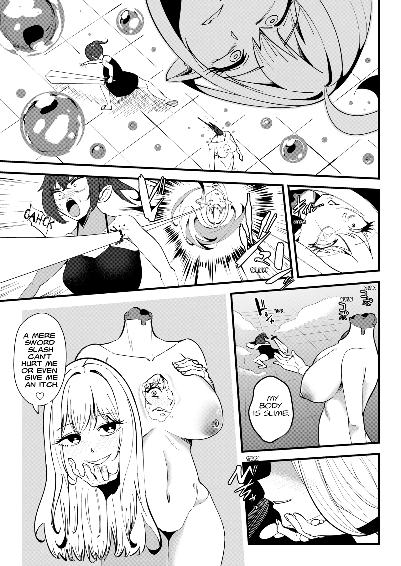 The Half Slime Elf's Absorptive Boobification -- The Tragic End of the Swordswoman and Mage Who Melt Away the Moment They Reconcile page 12 full
