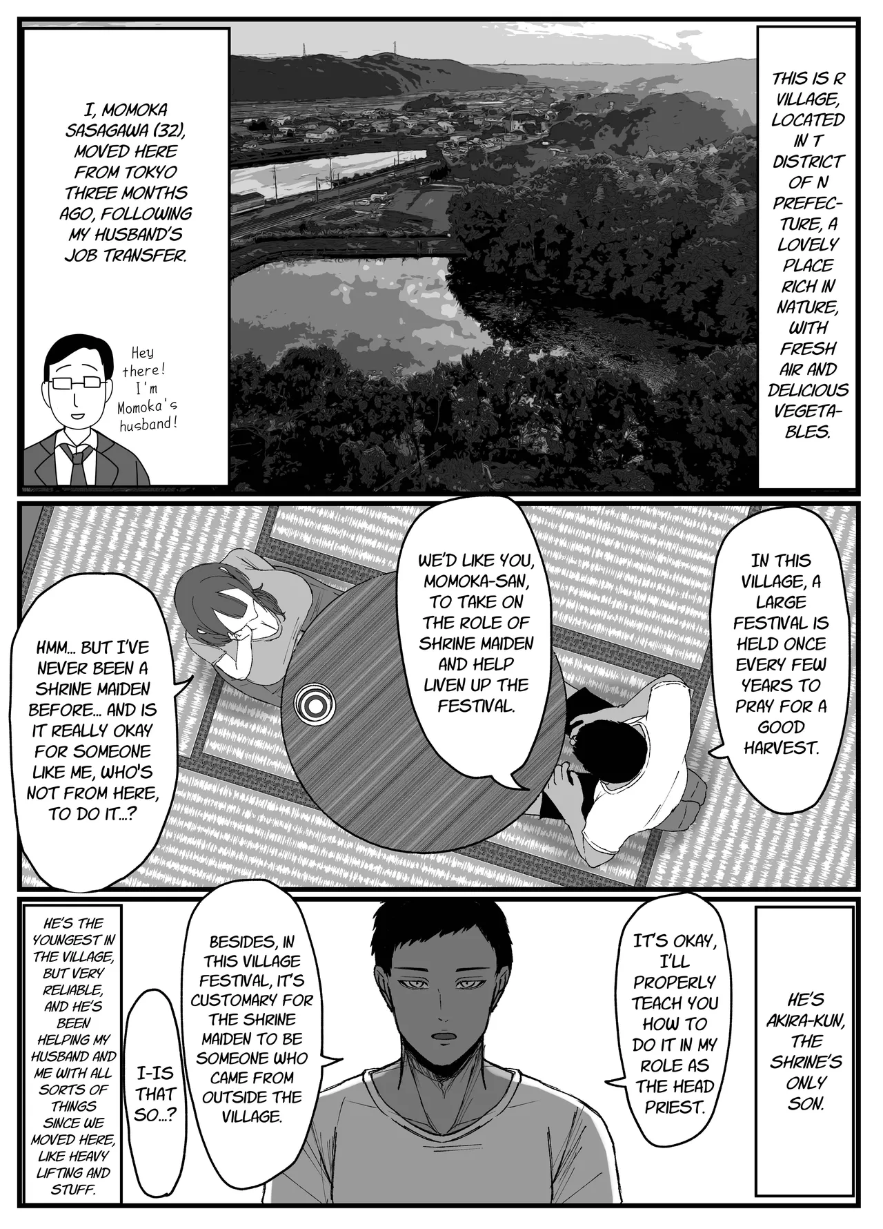 Nagasareyasui Hitozuma  ga Inshuu Mura de Miko ni Matsuriagerare Chinpo Ochi Suru Hanashi 1 | A Married Woman  Is Chosen as a Sacred Maiden in a Remote Village Part 1 page 3 full