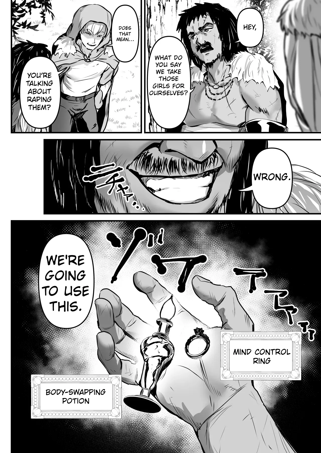 A story about a pair of thieves who swap bodies with a beautiful elf and a village girl and take over their lives. page 5 full