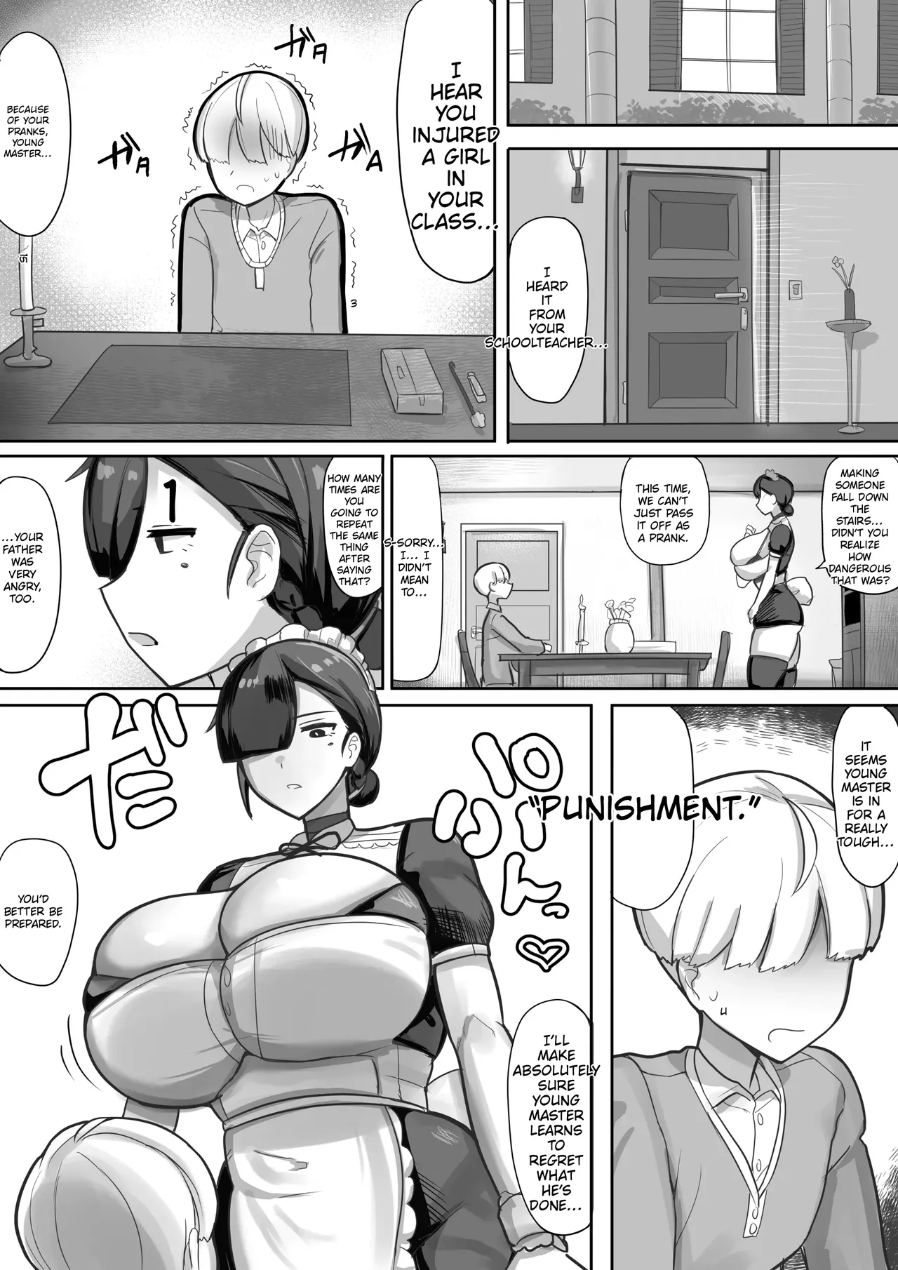 A maid forced to watch—as punishment—her mischievous master having lewd sex with an AV actor. page 4 full