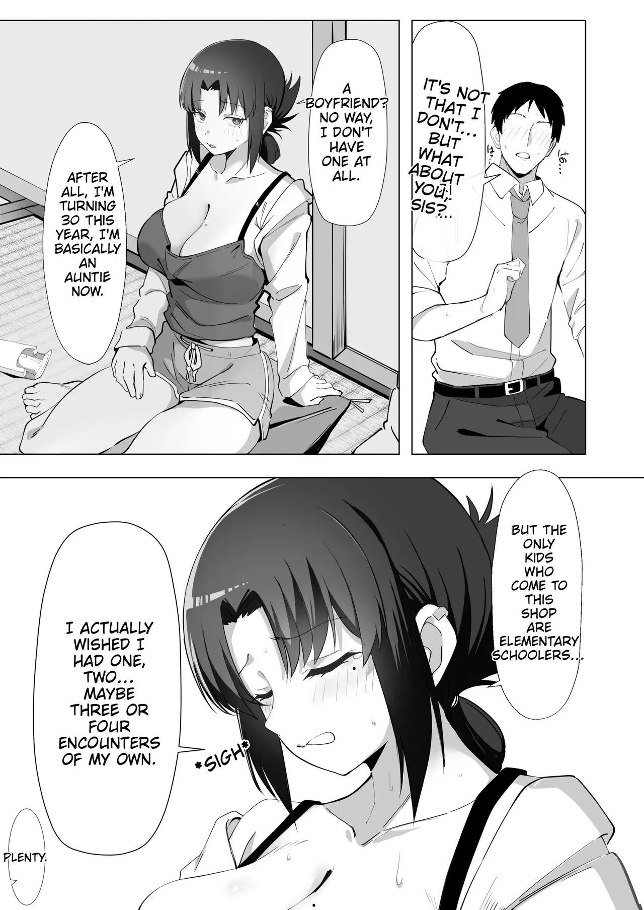 Reuniting after 15 years, the unmarried older sister who runs the penny candy shop is a total knockout. page 12 full