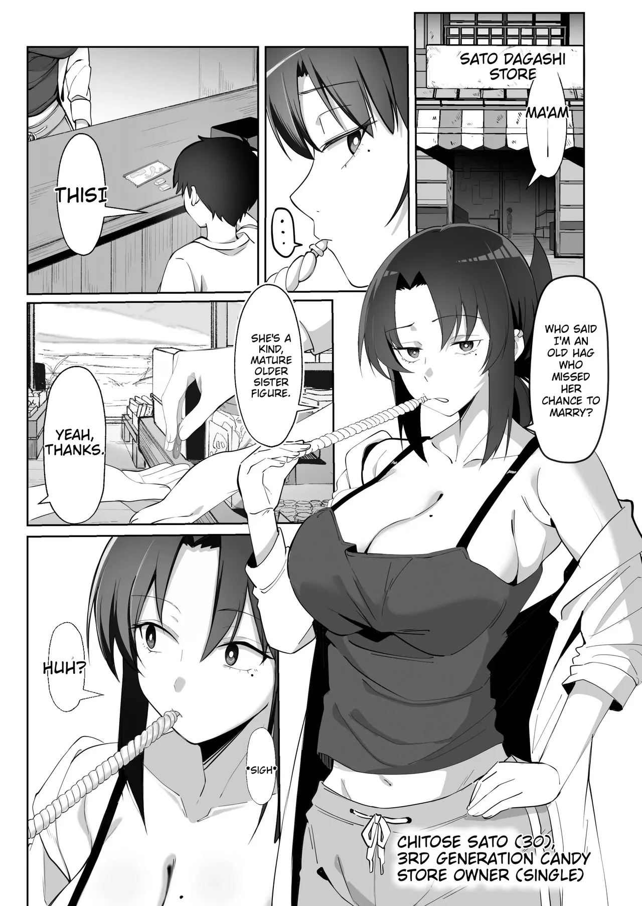 Reuniting after 15 years, the unmarried older sister who runs the penny candy shop is a total knockout. page 4 full